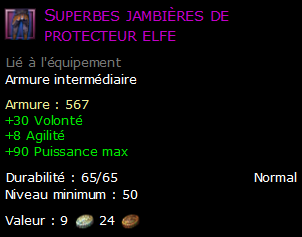 Superbes jambières de protecteur elfe