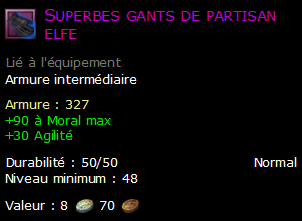 Superbes gants de partisan elfe