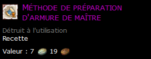 Méthode de préparation d'armure de maître