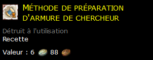 Méthode de préparation d'armure de chercheur