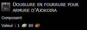 Doublure en fourrure pour armure d'Ajokoira