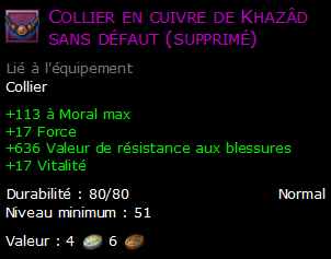 Collier en cuivre de Khazâd sans défaut (supprimé)