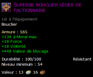 Superbe bouclier léger de factionnaire