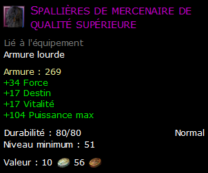 Spallières de mercenaire de qualité supérieure