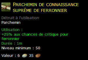 Parchemin de connaissance suprême de ferronnier