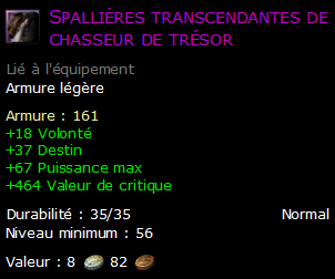 Spallières transcendantes de chasseur de trésor