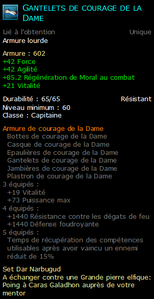 Gantelets de courage de la Dame