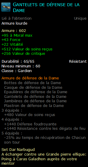 Gantelets de défense de la Dame