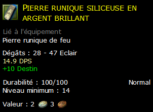 Pierre runique siliceuse en argent brillant