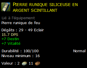 Pierre runique siliceuse en argent scintillant