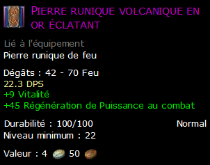 Pierre runique volcanique en or éclatant