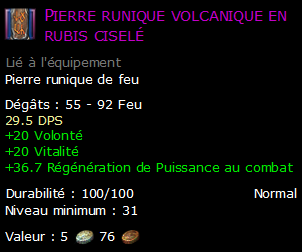 Pierre runique volcanique en rubis ciselé