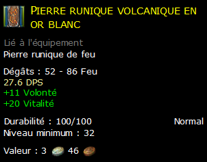 Pierre runique volcanique en or blanc