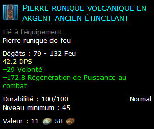 Pierre runique volcanique en argent ancien étincelant