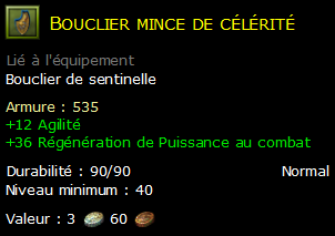 Bouclier mince de célérité