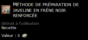 Méthode de préparation de javeline en frêne noir renforcée