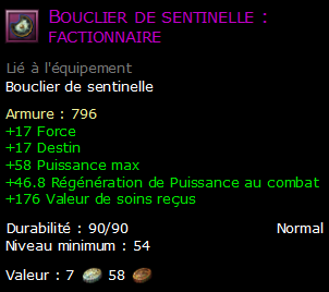 Bouclier de sentinelle : factionnaire