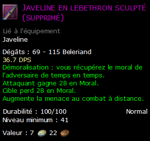 Javeline en lebethron sculpté (supprimé)