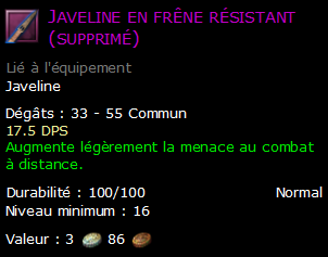 Javeline en frêne résistant (supprimé)