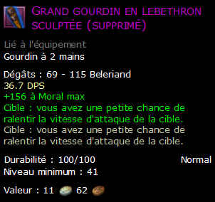 Grand gourdin en lebethron sculptée (supprimé)