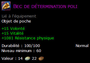 Bec de détermination poli