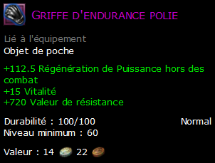 Griffe d'endurance polie