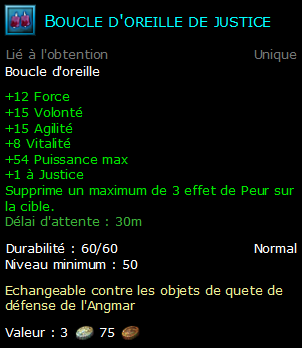 Boucle d'oreille de justice