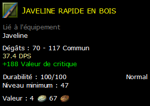 Javeline rapide en bois