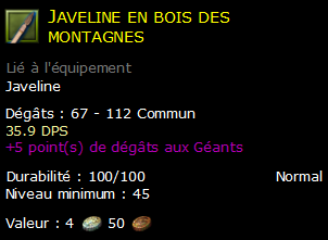 Javeline en bois des montagnes