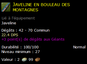 Javeline en bouleau des montagnes