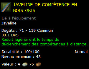 Javeline de compétence en bois gris