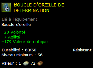 Boucle d'oreille de détermination