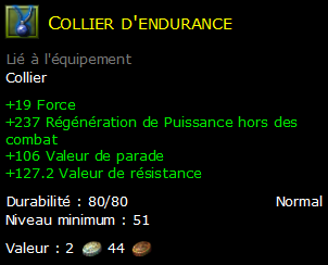 Collier d'endurance