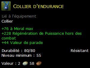 Collier d'endurance