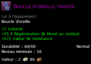 Boucle d'oreille traitée