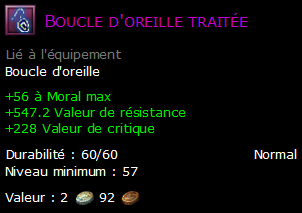 Boucle d'oreille traitée