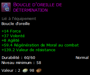 Boucle d'oreille de détermination