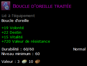 Boucle d'oreille traitée