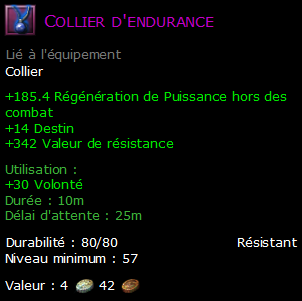 Collier d'endurance