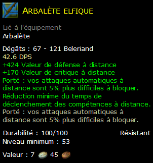 Arbalète elfique