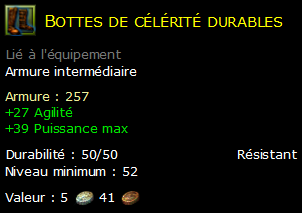 Bottes de célérité durables