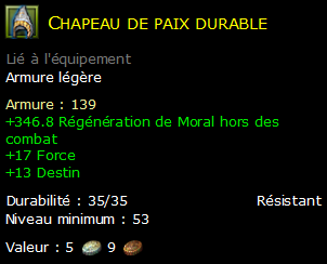 Chapeau de paix durable