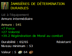 Jambières de détermination durables