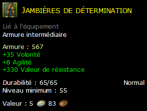 Jambières de détermination