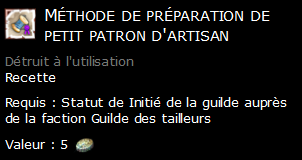 Méthode de préparation de petit patron d'artisan