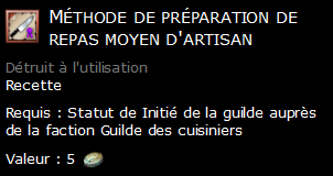 Méthode de préparation de repas moyen d'artisan