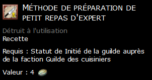 Méthode de préparation de petit repas d'expert