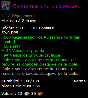 Grand marteau d'endurance