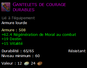 Gantelets de courage durables