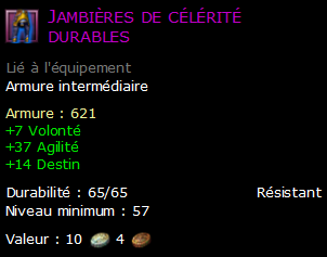 Jambières de célérité durables